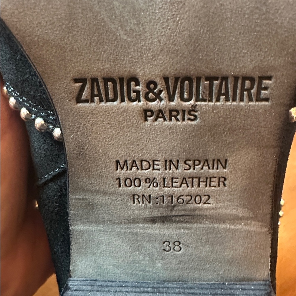 Zadig & Voltaire Black Suede Ankle Boots | Studded Western Cowboy Style - Picture 7 of 10